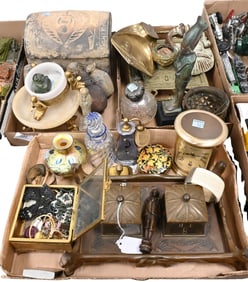 Three Tray Lots of Mostly Egyptian Themed Desktop Items