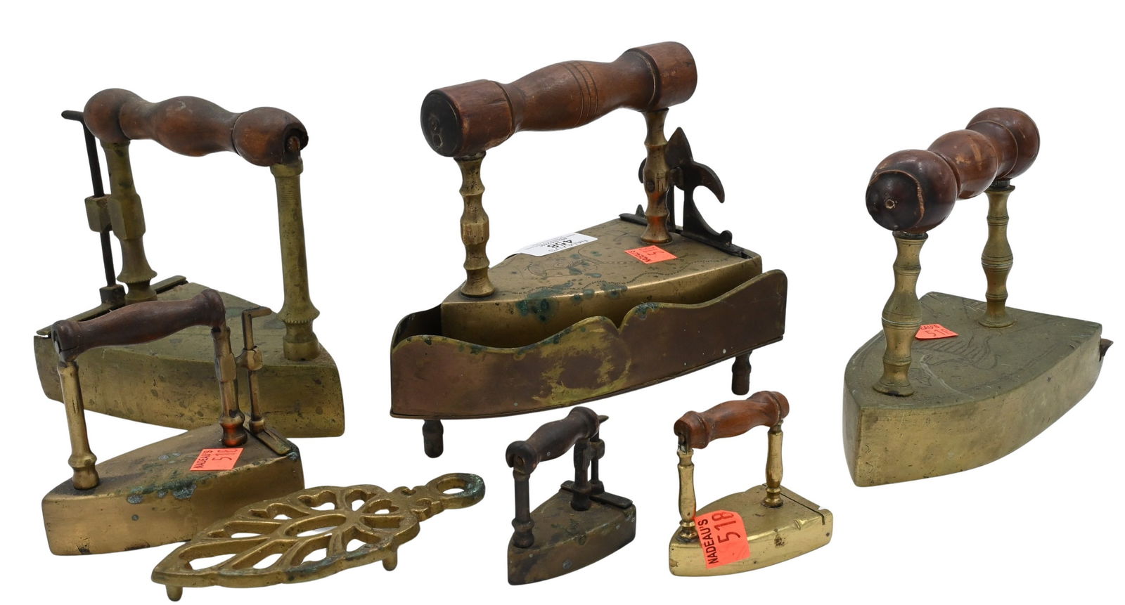 Group of Six Early Brass Slug Irons (1 of 4)