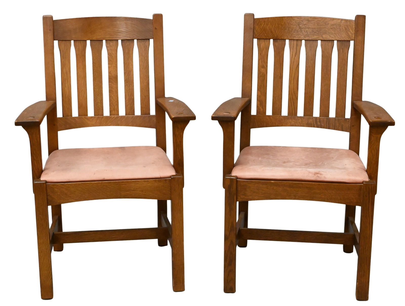 Pair of Stickley Mission Oak Armchairs (1 of 8)
