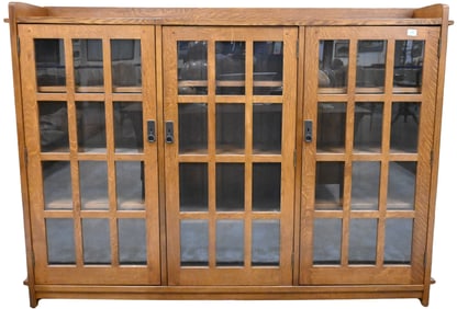 Stickley Mission Oak Triple Bookcase