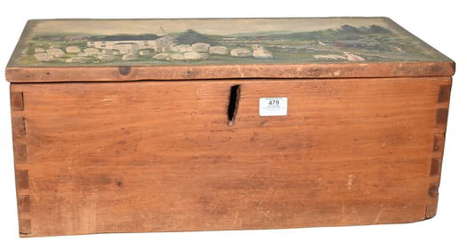 American Folk Art Painted Lift Top Chest