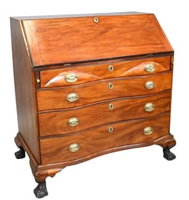 Chippendale Mahogany Oxbow Desk