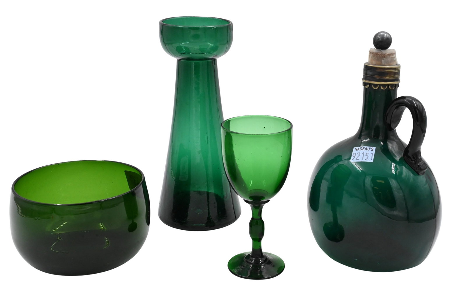 14 Piece Collection of Early Emerald Green Glass (1 of 4)
