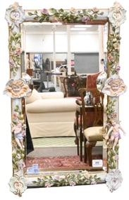 Meissen Style Porcelain Figural Mirror