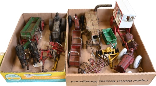 Two Tray Lots of Arcade McCormick Deering Cast Iron Farm Toys