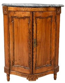 Louis XIV Style Grey Marble Top Corner Cabinet