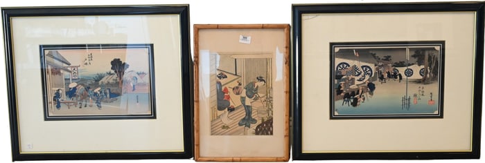 Nine Framed Asian Pieces