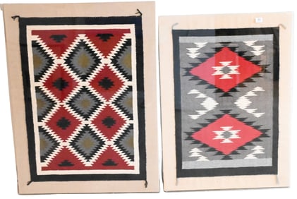 Two Framed Navajo Handmade Rugs, circa 1960