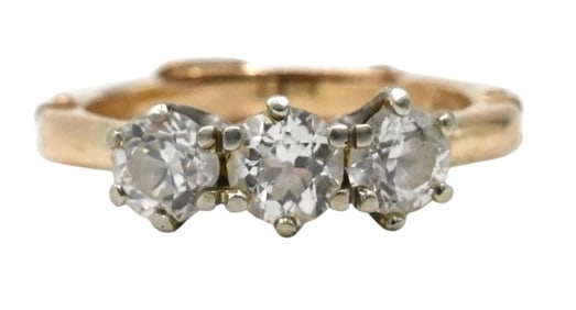 14K Yellow Gold Ring, Set with Three Diamonds