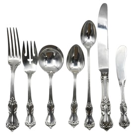 101 Piece Reed and Barton Sterling Silver Flatware Set in Marlborough Pattern