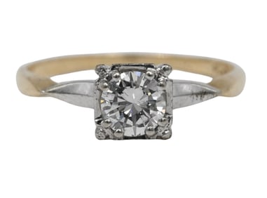 14K Yellow and White Gold Diamond Engagement Ring