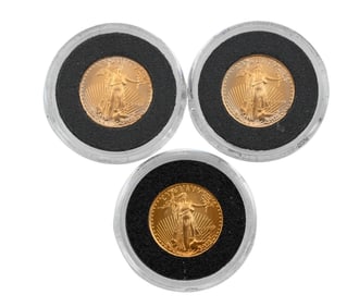 Three American Eagle 1999 1/10 T.O.Z. Gold .999 Fine
