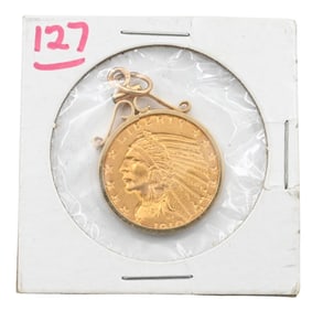 $5 Gold Indian 1910 in Gold Holder