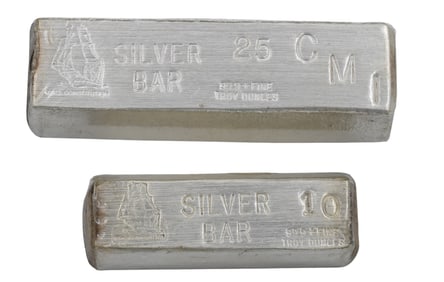 Two Silver Bars 10 T.O.Z. and 25 T.O.Z. .999 Fine Silver