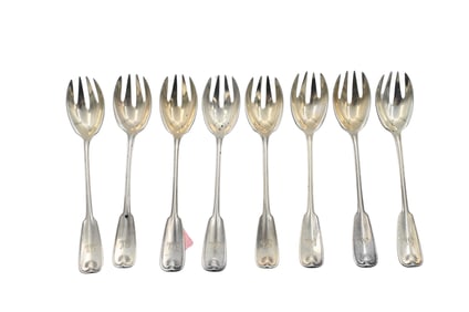 Tiffany "Palm Pattern" Set of Eight Sterling Silver Ice Cream Forks