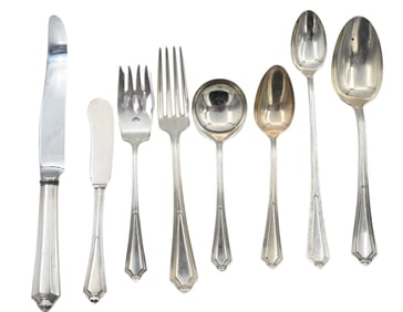 Gorham Sterling Silver Flatware Set for Eight in "Plymouth" Pattern
