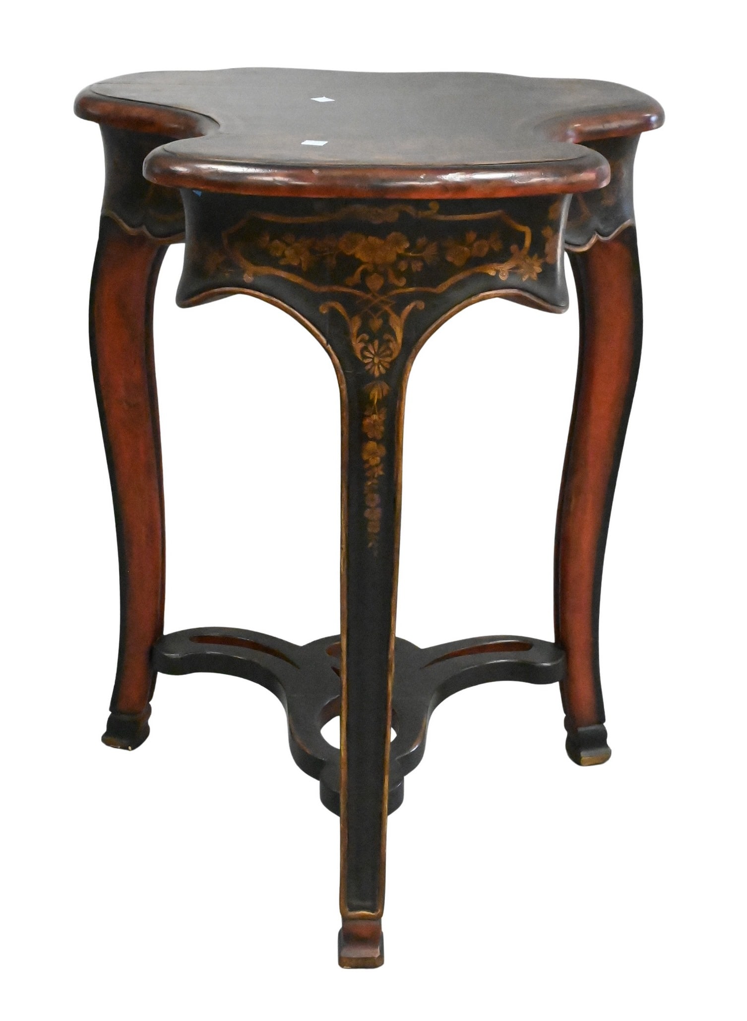 Michael Taylor Chinoiserie Decorated Side Table / Pedestal: Michael Taylor Chinoiserie Decorated Side Table / Pedestal having shaped top height 31 inches, top 20 1/2" x 24"