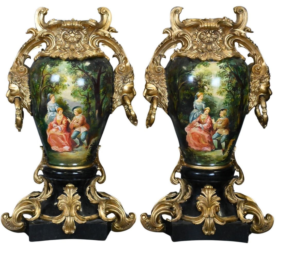 Pair of Louis XV Style Gilt Wood Urns (1 of 7)