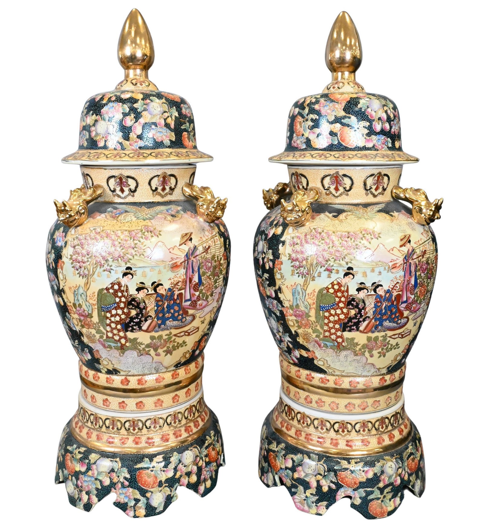 Pair of Japanese Imari Porcelain Covered Jars: Pair of Japanese Imari Porcelain Covered Jars 20th century height 37 inches Provenance: Estate of Stephen F. Osborne, 2185 South Easton Road, Doylestown, Pennsylvania