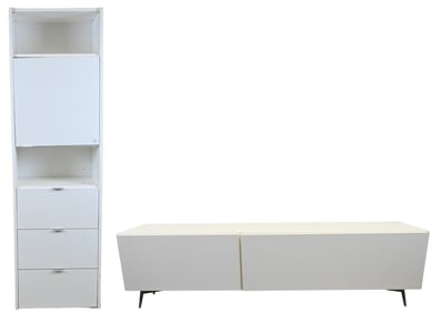 BoConcept White Lacquer Entertainment Unit along with a Contemporary Tall Cabinet