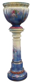 Franz Anton Mehlem Royal Bonn Porcelain Jardiniere and Pedestal