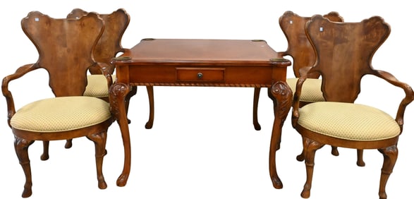Five Piece George III Style Games Table and Chairs Set