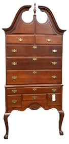 Benchmade Cherry Mahogany Chippendale Style Two Part Highboy