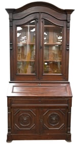 Victorian Mahogany Two Part Secretary Desk