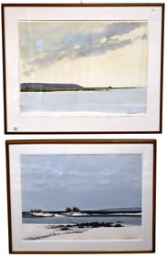 Pair of Framed Contemporary Landscape Pieces
