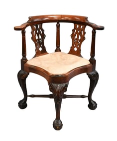 Chippendale Style Mahogany Corner Chair