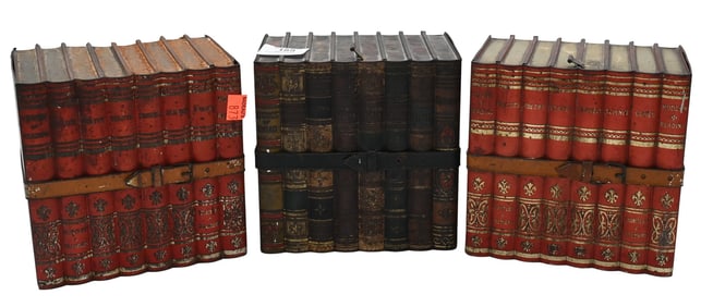 Set of Three Faux Book Storage Tins