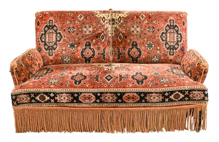Upholstered Settee having Kilim Style Fabric