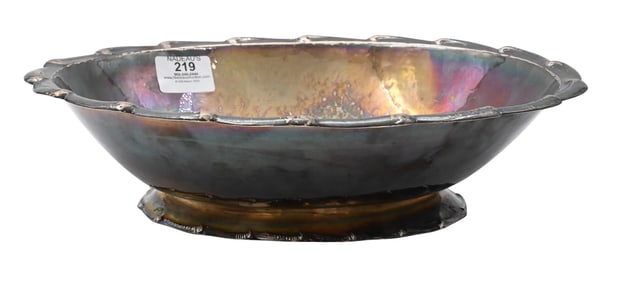 Continental Silver Oval Hand Hammered Bowl