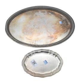 Two Continental Silver Trays
