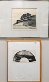 Three Framed Architectural and Cityscape Etchings
