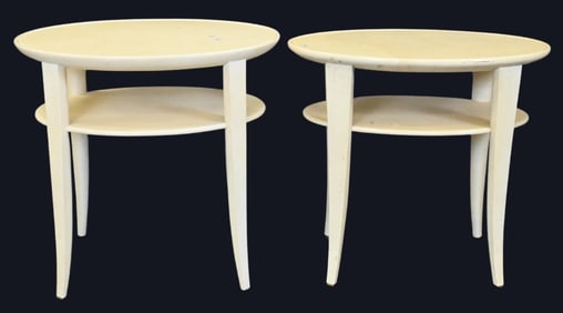 Pair of Karl Springer Style Two Tier Side Tables