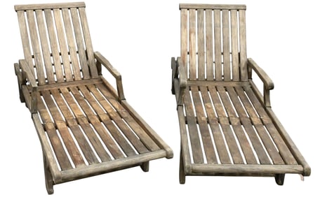 Pair of Kingsley Bate Teak Lounges on Wheels