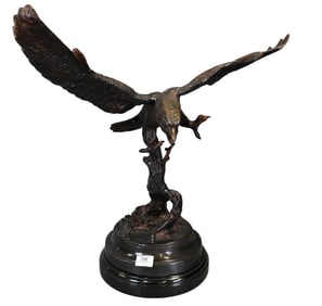 Bronze Figure of an Eagle on Marble Pillar