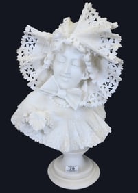 Italian Alabaster Bust of a Young Woman