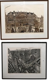 Two Large Framed Cityscapes