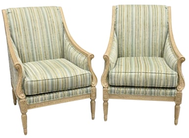 Pair of Upholstered Hitchcock Club Chairs