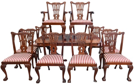 11 Piece Mahogany Chippendale Style Dining Set