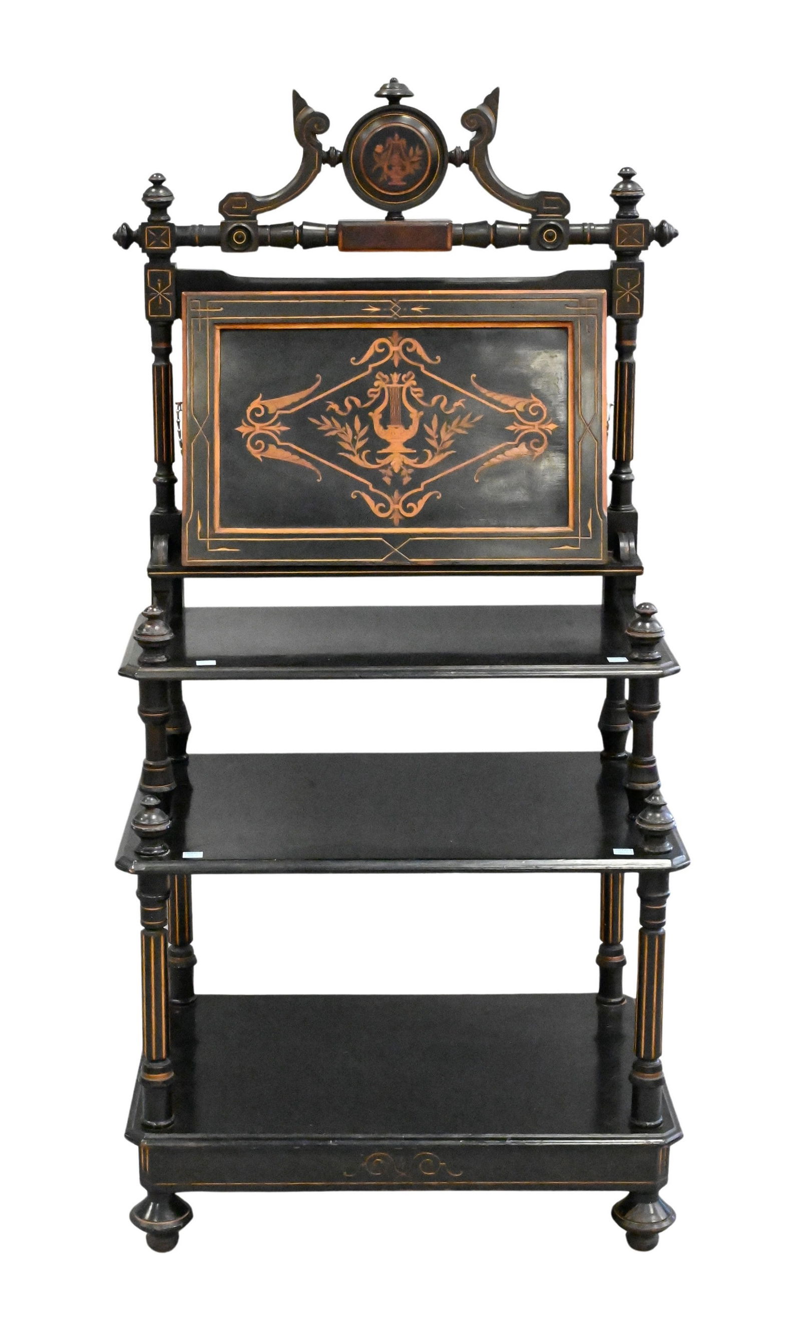 Renaissance Ebonized Inlaid Revival Sheet Music Stand (1 of 4)