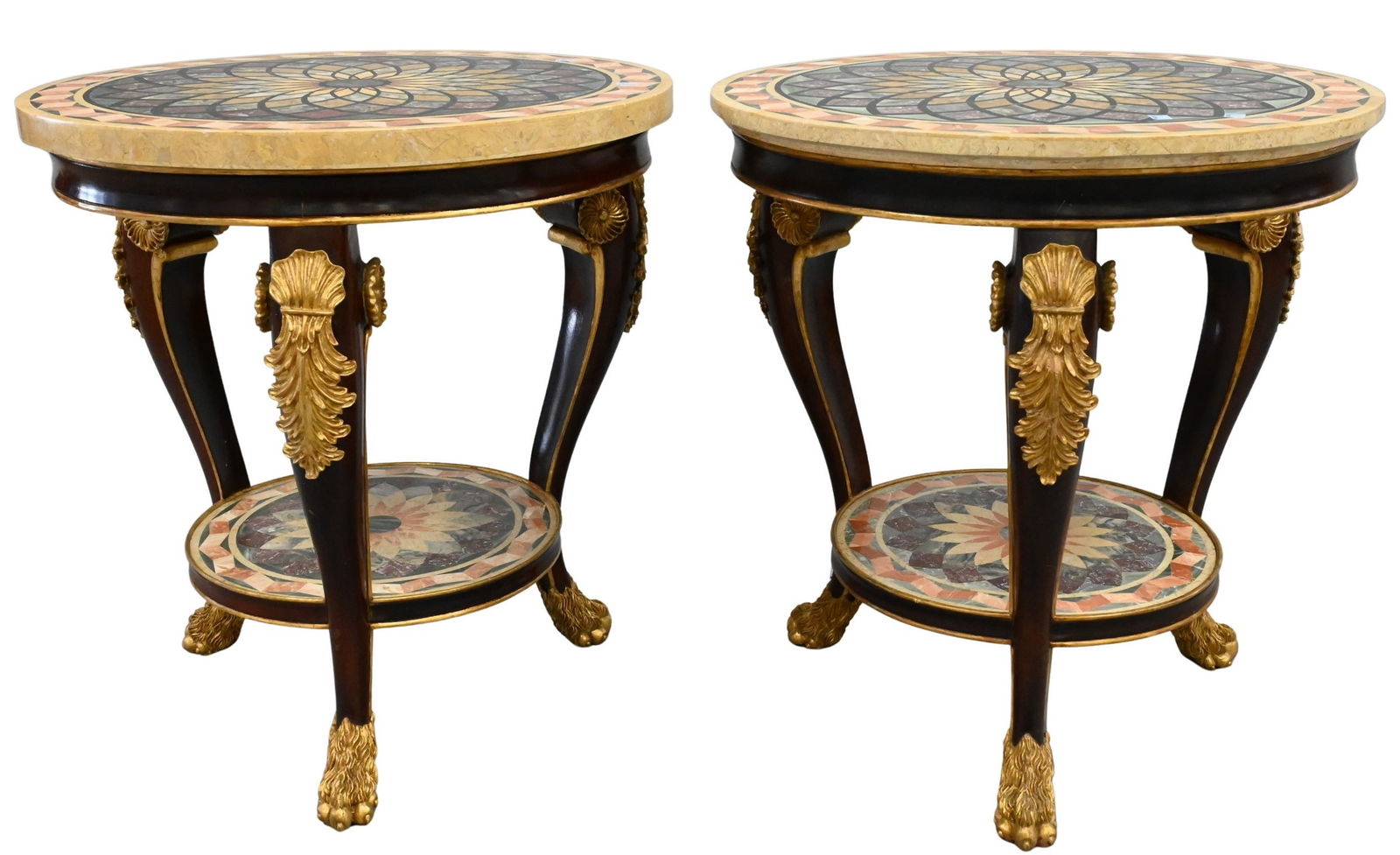 Pair of Neoclassical Style Giltwood Veneer Stone Side Tables (1 of 5)