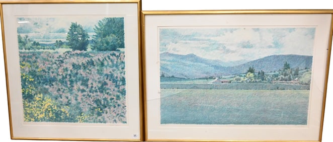 Two Large Mike Pease (American 1930-2007) Framed Landscapes
