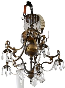 Victorian Five Light Bronze / Brass Chandelier