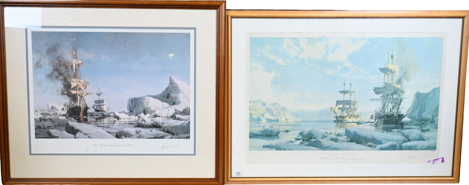 Two: John Stobart (American 1929-2023): Two: John Stobart (American 1929-2023) "Arctic Whaling Cutting in Among the Floes" Lithograph, edition 244/750 Pencil signed lower right 21" x 27" "Whaling in the Arctic" Lithograph, edition 683/850 P