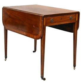 Banded and Inlaid Georgian Mahogany Drop Leaf Pembroke Table