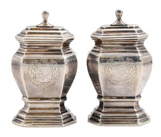 Pair of Queen Anne Period Silver Tea Caddies by Matthew Cooper (1 of 7)
