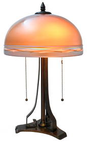 Roycroft Table Lamp having Aurene Shade Executed by Steuben Glass Company (1 of 11)